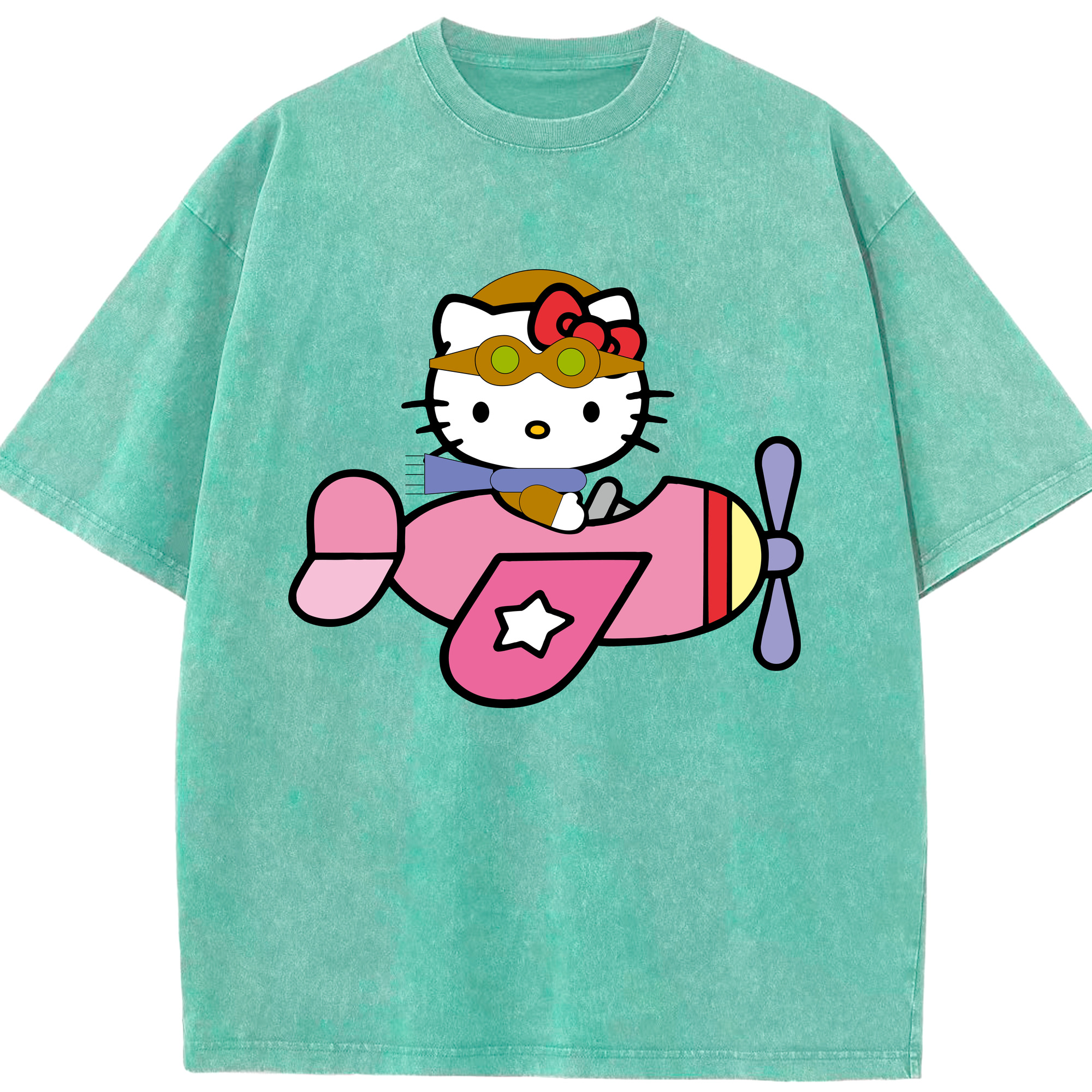 （画像用） Hello Kitty ハローキティ 綿100% ヴィンテージ風 半袖Tシャツ（フロントプリント）